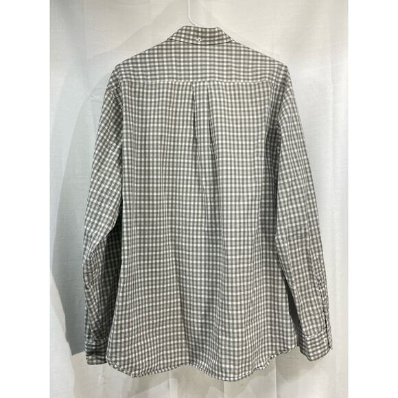 Brooks Brothers Nens Dress Shirt Green White Checked Size Large - Picture 3 of 5